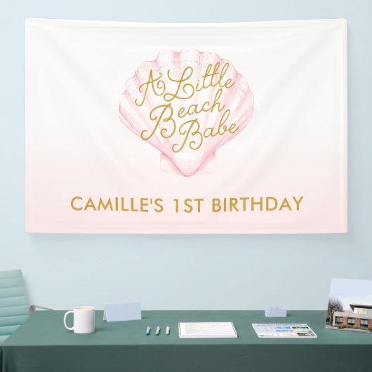 Een klein strand Babe meisje 1e verjaardag Spandoek (Beurs)