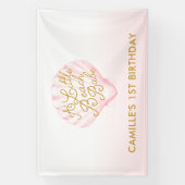 Een klein strand Babe meisje 1e verjaardag Spandoek (Verticaal)