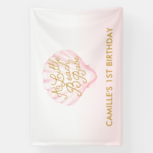 Een klein strand Babe meisje 1e verjaardag Spandoek (Verticaal)