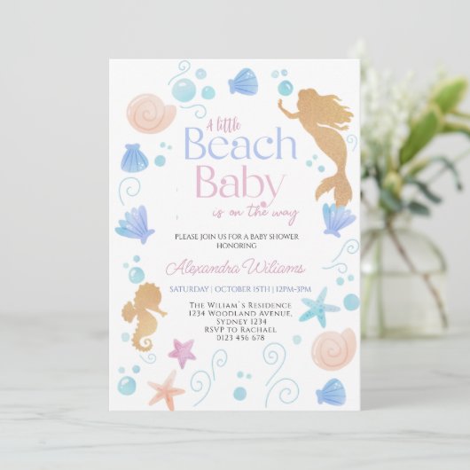 Een klein strand Baby Baby shower Kaart (Staand voorkant)