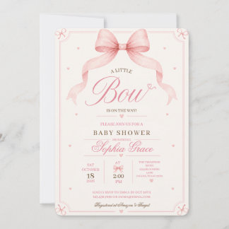 Een Klein Strikje Is Op Weg Roze Strik Baby Shower Kaart