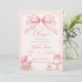 Een Klein Strikje Is Op Weg Roze Strik Baby Shower Kaart