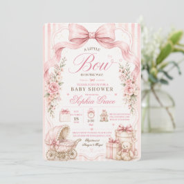 Een Klein Strikje Is Op Weg Roze Strik Baby Shower Kaart