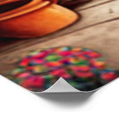 Een klein toeristenstadje met kleine straatwinkels poster (Hoek)