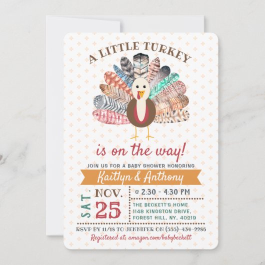 Een klein Turkije onderweg! Thanksgiving Baby show Kaart (Voorkant)