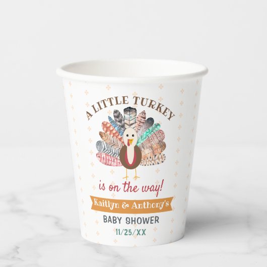 Een klein Turkije onderweg! Thanksgiving Baby show Papieren Bekers (Voorkant)