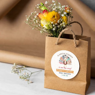 Een klein Turkije onderweg! Thanksgiving Baby show Ronde Sticker
