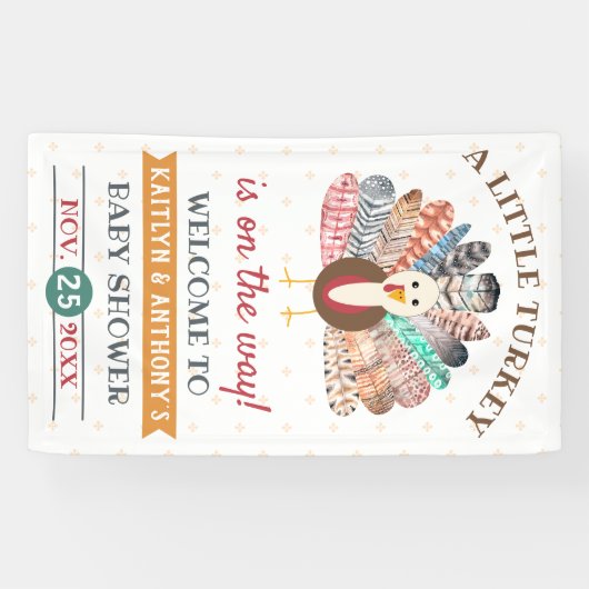 Een klein Turkije onderweg! Thanksgiving Baby show Spandoek (Horizontaal)