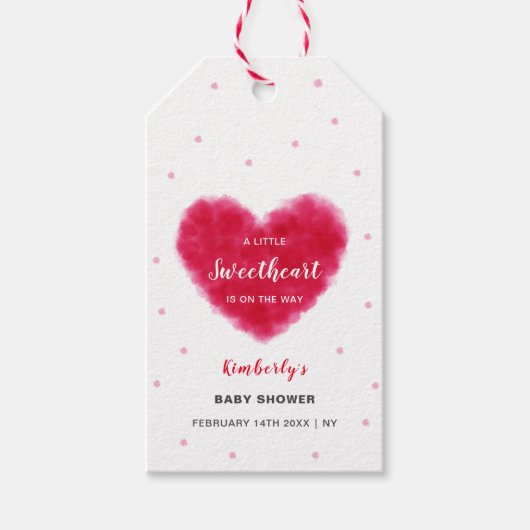 Een klein Valentijns Baby shower Cadeaulabel (Voorkant)