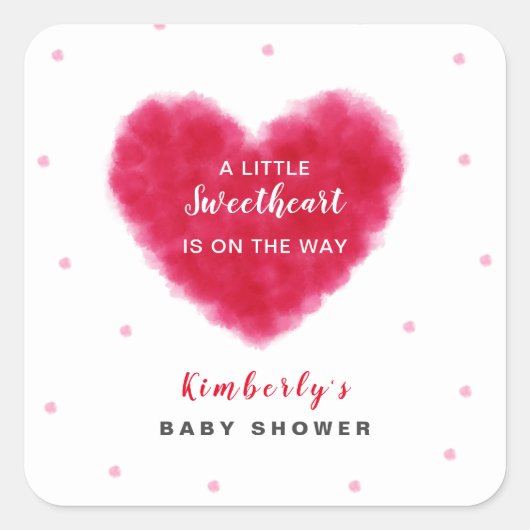 Een klein Valentijns Baby shower Vierkante Sticker (Voorkant)