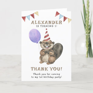 Een klein verjaardagsfeestje van de bever bedankkaart