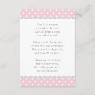 Eén Klein Verzoek Roze Stippen Baby Shower Informatiekaartje