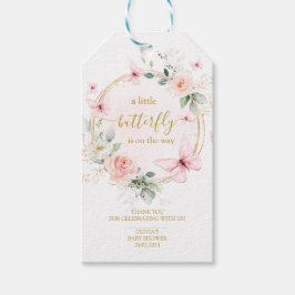 Een klein vlinder baby shower cadeaulabel