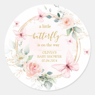Een klein vlinder baby shower ronde sticker
