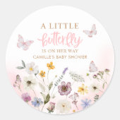 Een klein Vlinder Meisje baby shower Ronde Sticker (Voorkant)