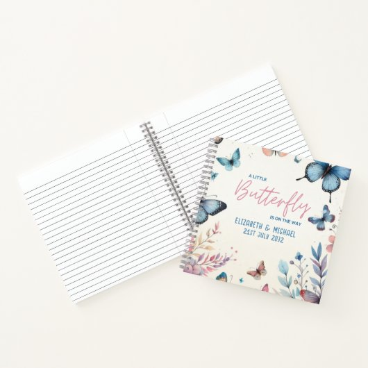 Een Klein VLINDERJE is OP KOMST Baby Meisje Shower Notitieboek (Binnen)