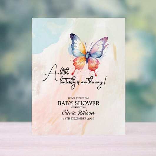 Een klein vlinderpastel grillig Baby shower Acryl Bord (Neutraal)