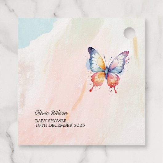 Een klein vlinderpastel grillig Baby shower Bedankjes Labels (Achterkant)