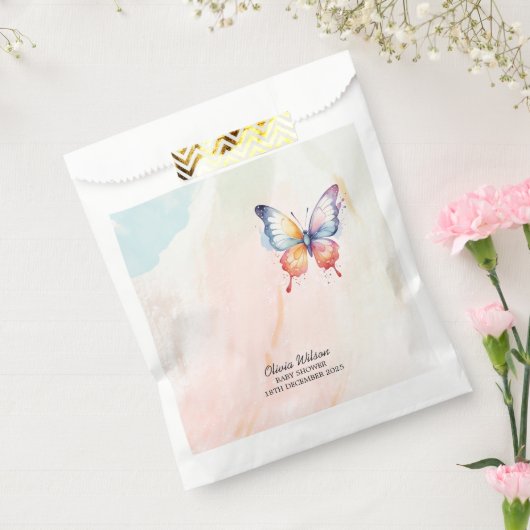 Een klein vlinderpastel grillig Baby shower Bedankzakje (Gezegeld)