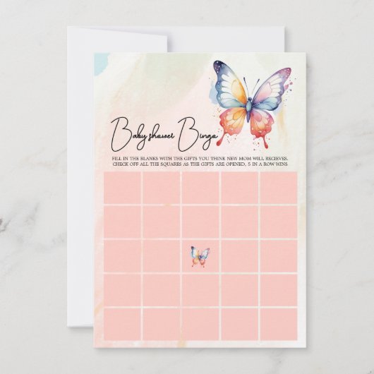 Een klein vlinderpastel grillig Baby shower Kaart (Voorkant)