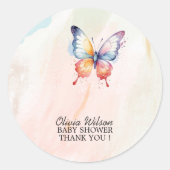 Een klein vlinderpastel grillig Baby shower Ronde Sticker (Voorkant)