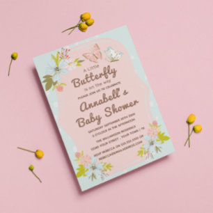 Een Klein Vlindertje is Op Weg Baby Shower Kaart
