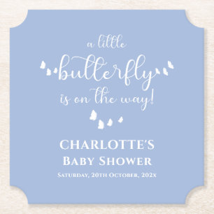 Een Klein Vlindertje Is Op Weg Baby Shower Kartonnen Onderzetters