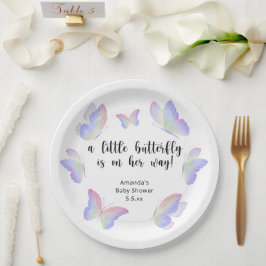 Een klein vlindertje is op weg Baby Shower Papieren Bordje