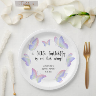 Een klein vlindertje is op weg Baby Shower Papieren Bordje