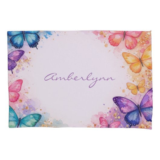 Een Klein Vlindertje Op Weg Glitter Baby Shower Kussensloop (Voorkant)