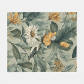 Een klein vogeltje bij de bloemen fleece deken (Voorkant (Horizontaal))