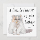 Een klein vogeltje vertelde me dat het je verjaard kaart (Voorkant)