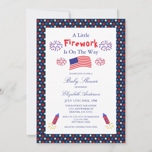 Een klein vuurwerk is onderweg Baby shower Kaart (Voorkant)