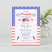 Een klein vuurwerk is onderweg Baby shower Kaart (Staand voorkant)