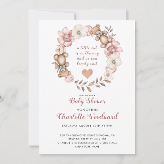 Een klein welpje is onderweg naar het Baby shower Kaart (Voorkant)