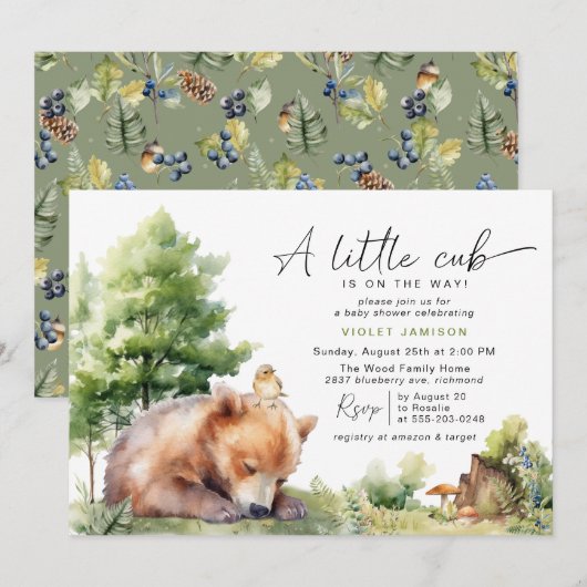 Een klein welpje | SCHATTIGEE WATERVERF BEER BABY  Kaart (Voorkant / Achterkant)