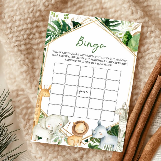 Een Klein Wild Baby Shower Bingo Spel (Greenery Jungle Baby Shower  Bingo Game)