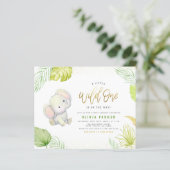 Een klein, wild Baby shower met olifant Gold (Staand voorkant)