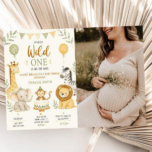 Een Klein Wild Dier Safari Dieren Baby Shower Foto Kaart