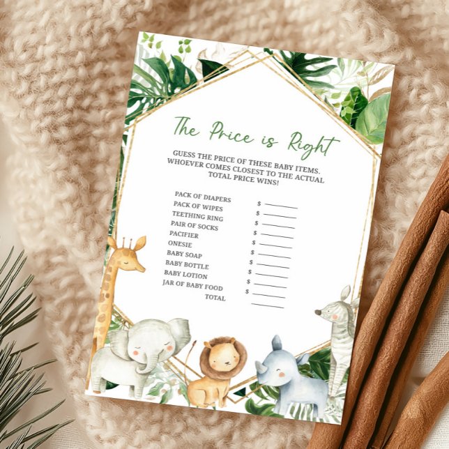 Een Klein Wild Eendje The Price Is Right Spel (Greenery Jungle Baby Shower The Price Is Right Game)