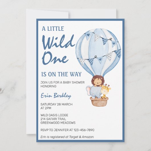 Een klein wild exemplaar is onderweg met blauw Bab Kaart (Voorkant)