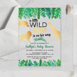 Een Klein Wild Exemplaar Is Op Weg Jongens Baby Sh Acryl Uitnodigingen