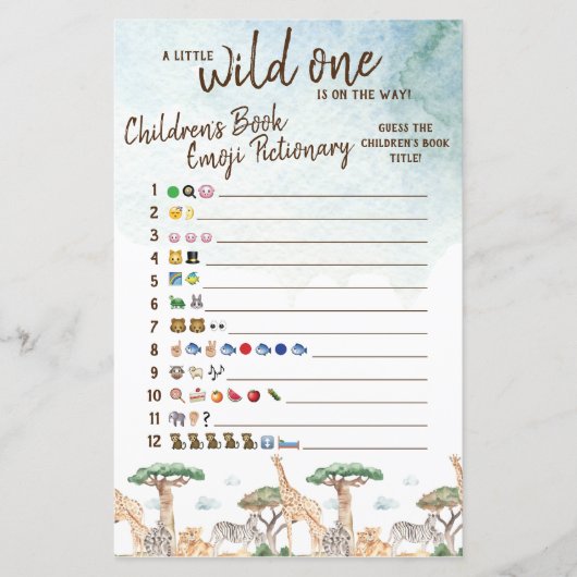 Een klein Wild One Emoji Pictionary Baby shower (Voorkant)