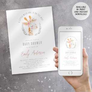 Een klein Wild One Safari Zoo Giraffe Baby shower Kaart