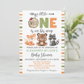 Een klein Wild One Woodland Animals Baby shower In Kaart (Staand voorkant)