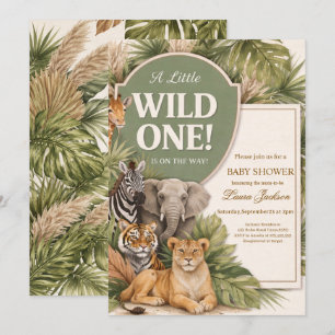 Een Klein Wild Safari Baby Dieren Baby Shower Kaart