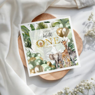Een Klein Wild Safari Baby Shower Jungle Groen Servet