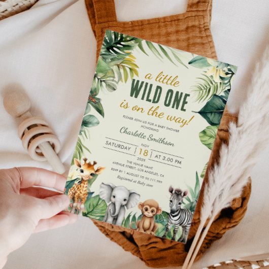 Een Klein Wilde Safari Dieren Baby Shower Kaart