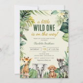 Een Klein Wilde Safari Dieren Baby Shower Kaart (Voorkant)
