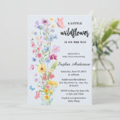 Een klein wildflower blauw Baby shower Kaart (Staand voorkant)
